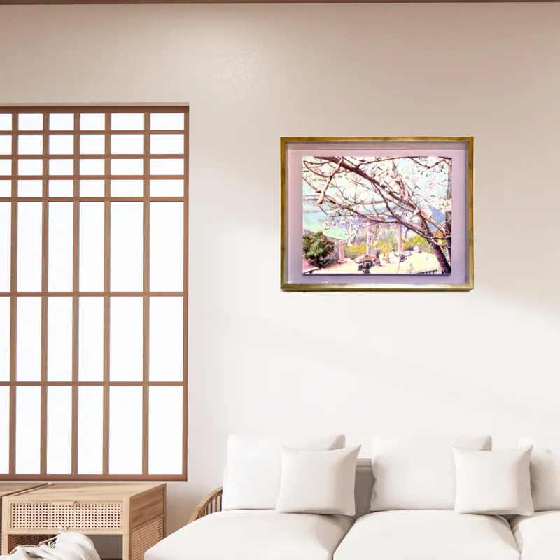 風景画「天空の鳥居にて」油彩画P10 額付き