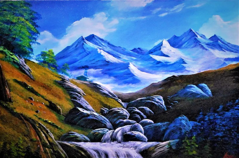 巨岩ゴロゴロの滝