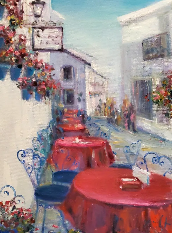 赤と青の白い街