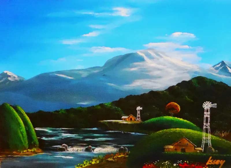 ウインドミルと花咲く家