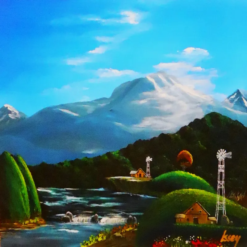 ウインドミルと花咲く家