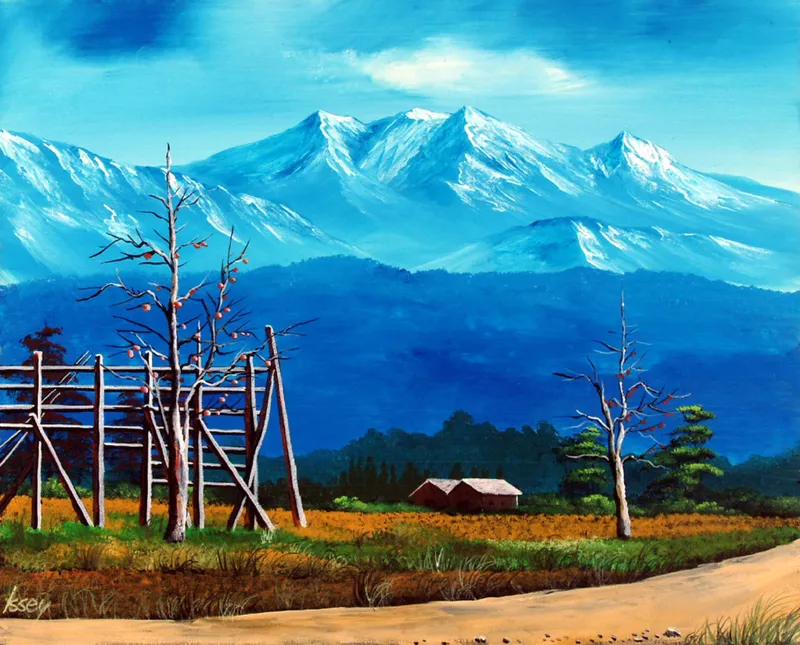 柿の木のある田園