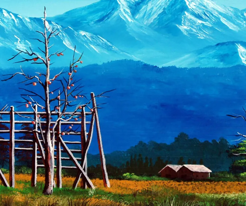 柿の木のある田園