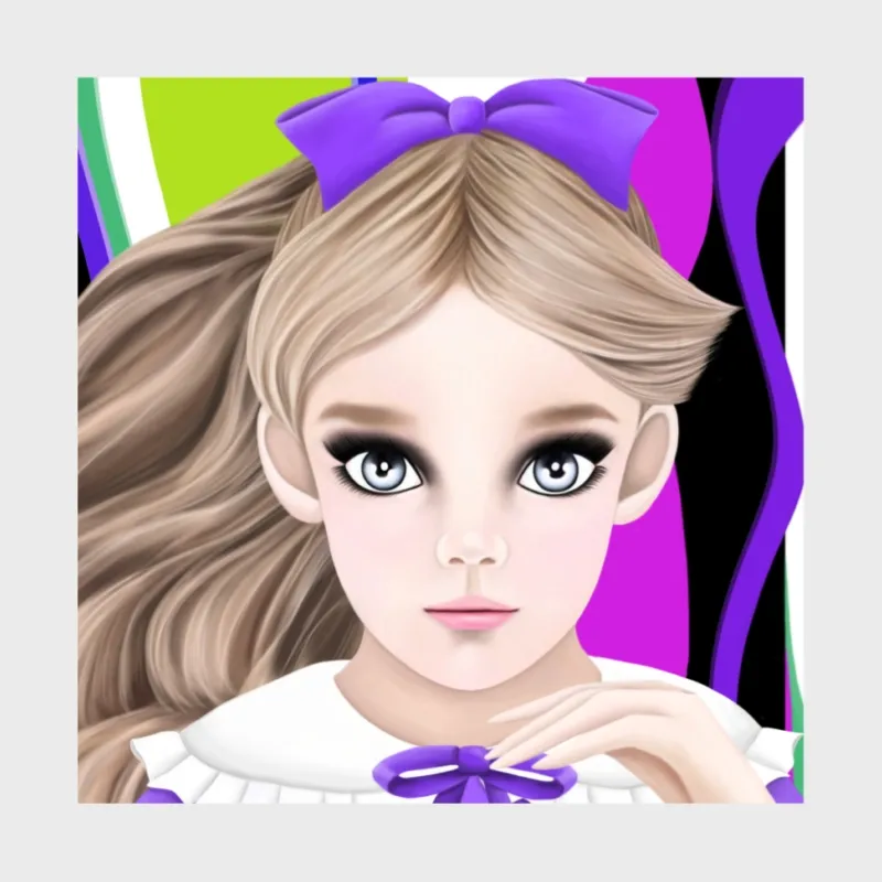 紫のポニーテール