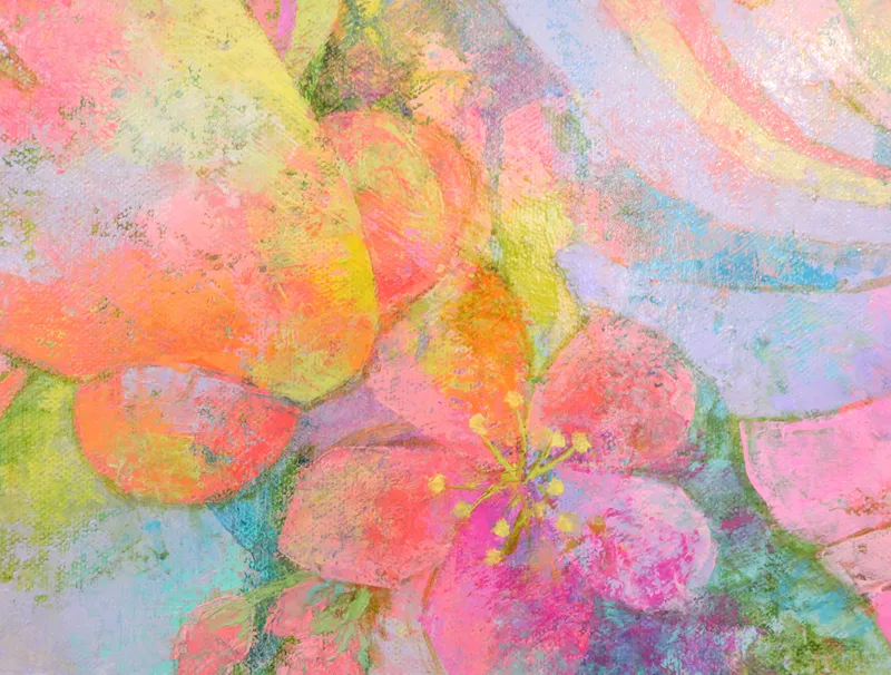 春の水面<金魚>