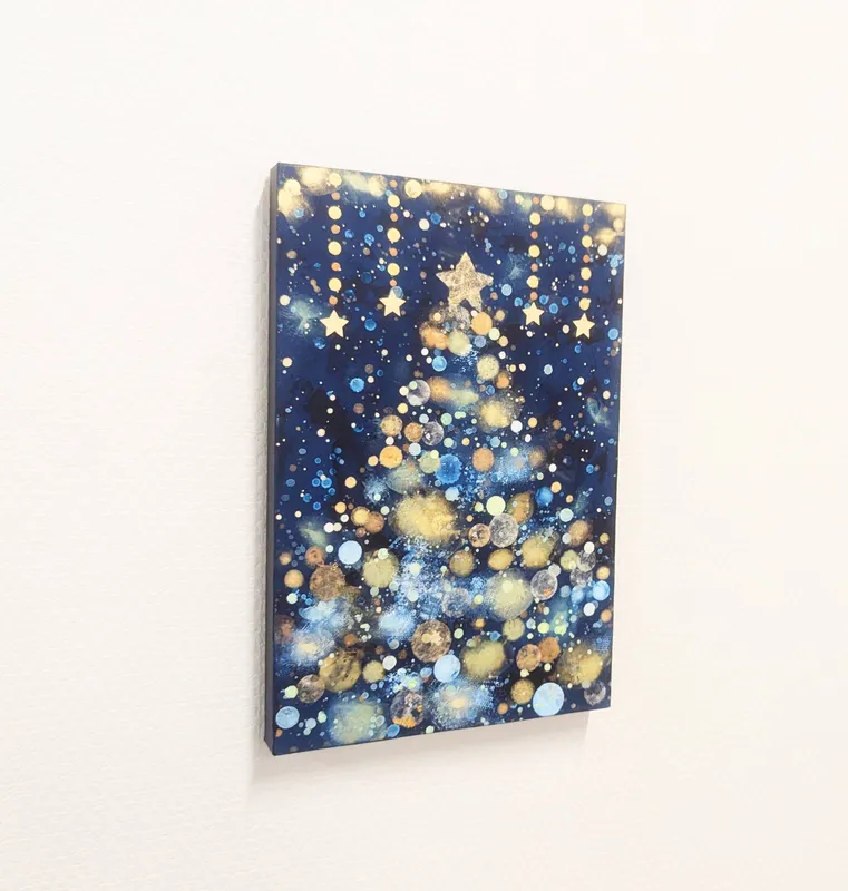 クリスマスツリー 雪と星の夜