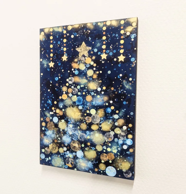 クリスマスツリー 雪と星の夜