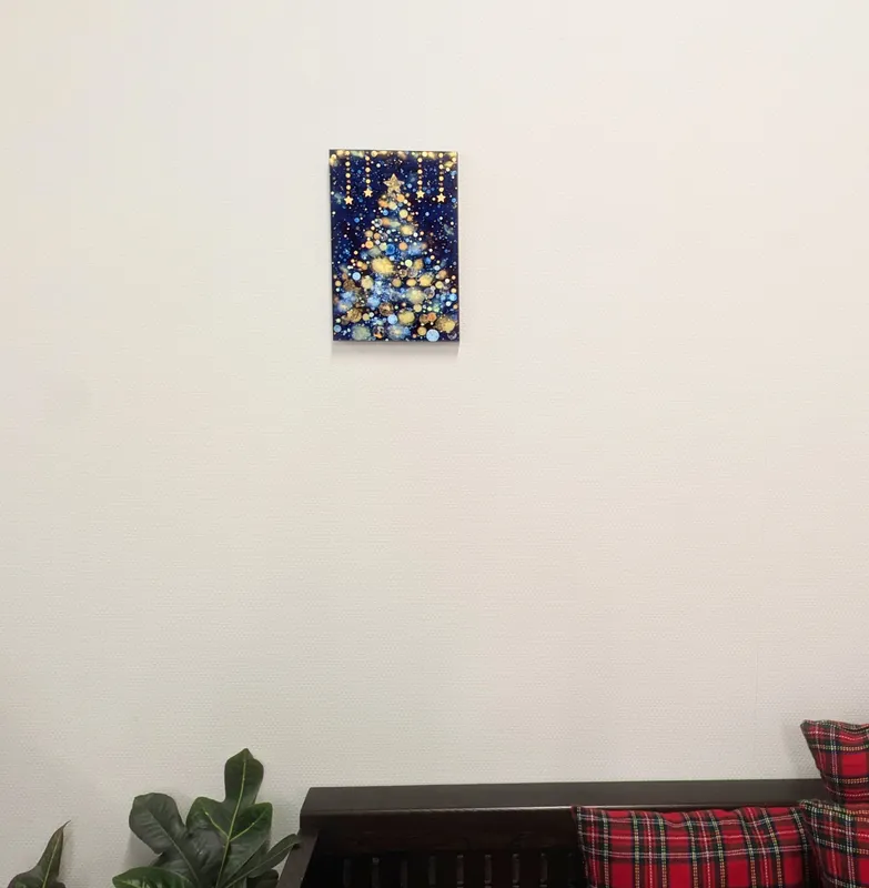 クリスマスツリー 雪と星の夜