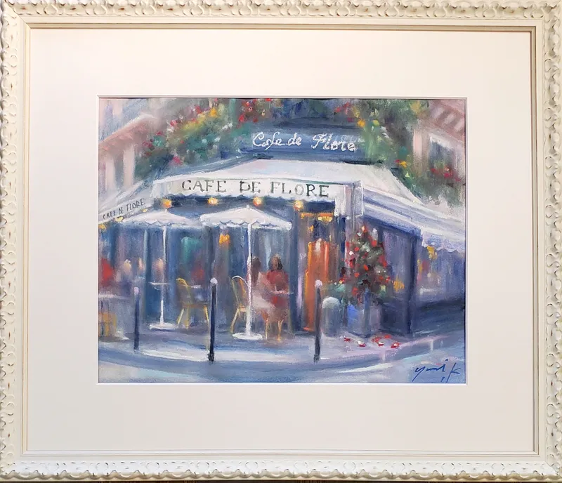 青と白のカフェテラス