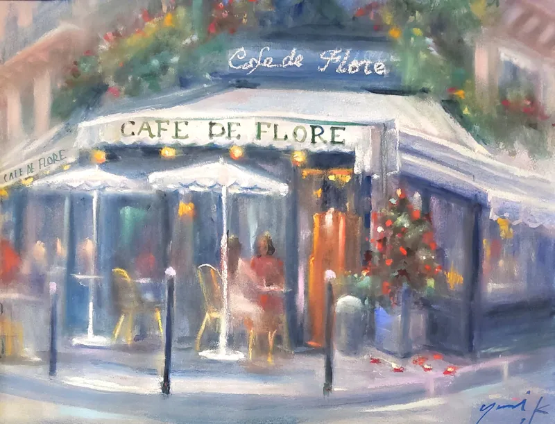 青と白のカフェテラス