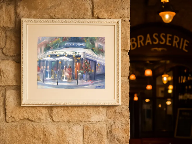 青と白のカフェテラス