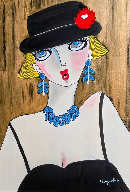 黒い帽子の女性