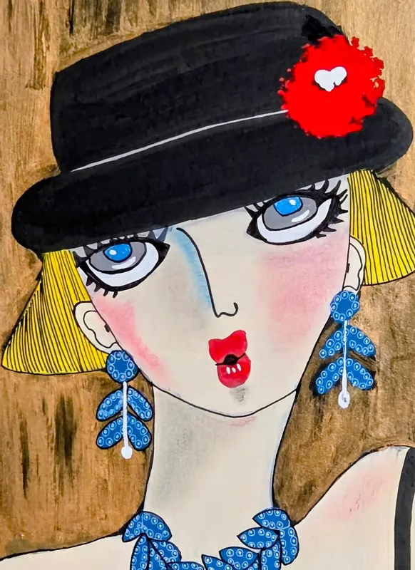 黒い帽子の女性