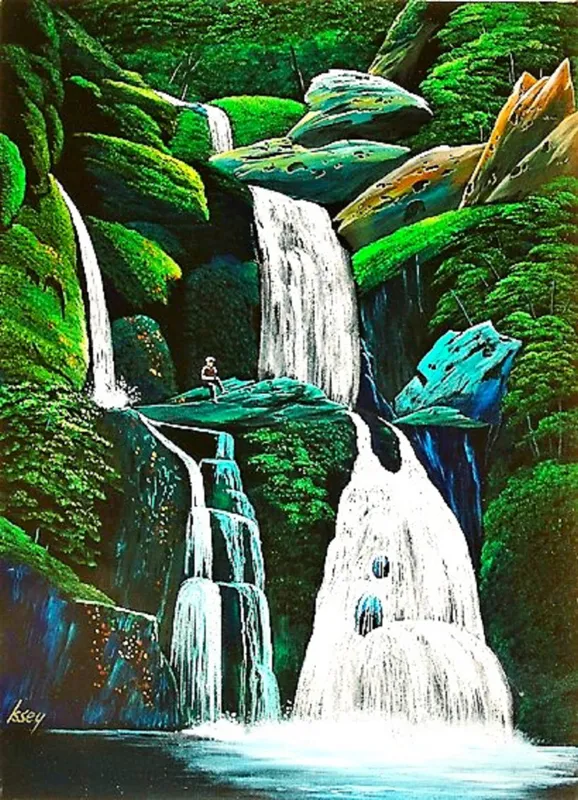 深緑の滝・ひとり