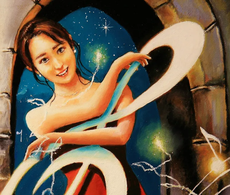 油彩画【歌姫と妖精】