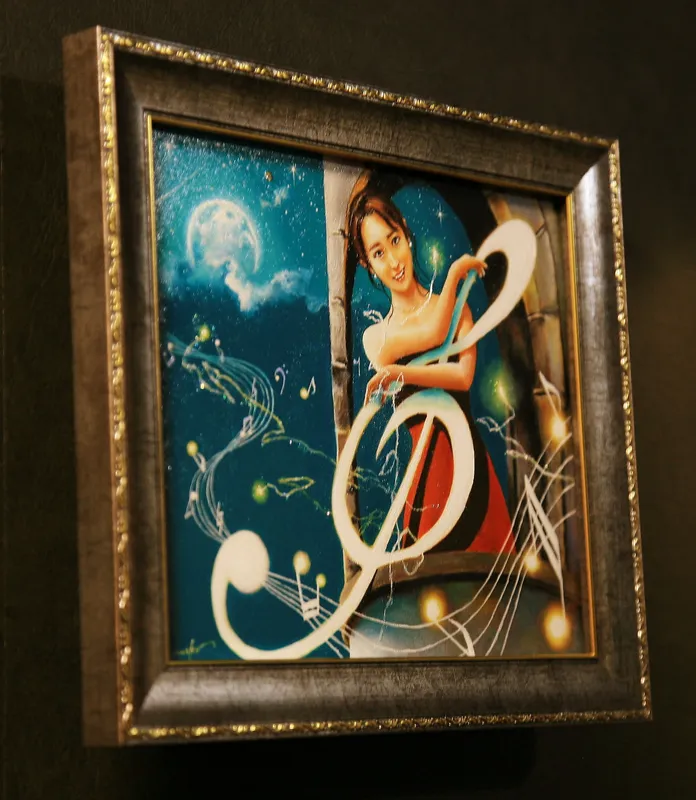 油彩画【歌姫と妖精】