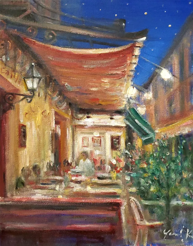 夜のカフェテラス