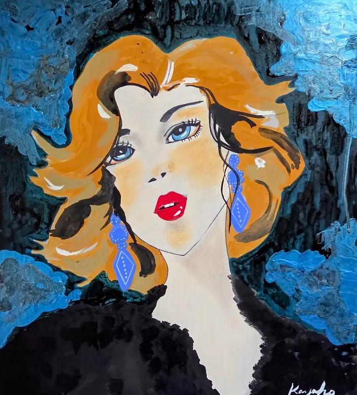 青いイヤリング