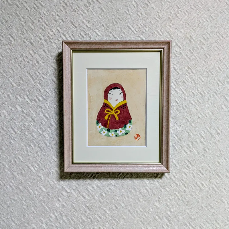 ガーネットで描いた「花だるま」