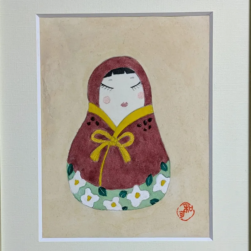 ガーネットで描いた「花だるま」