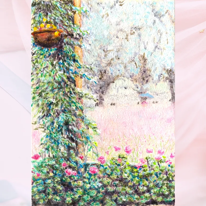 風景画「午後の気配」油彩画 SM /額（アクリル面版）