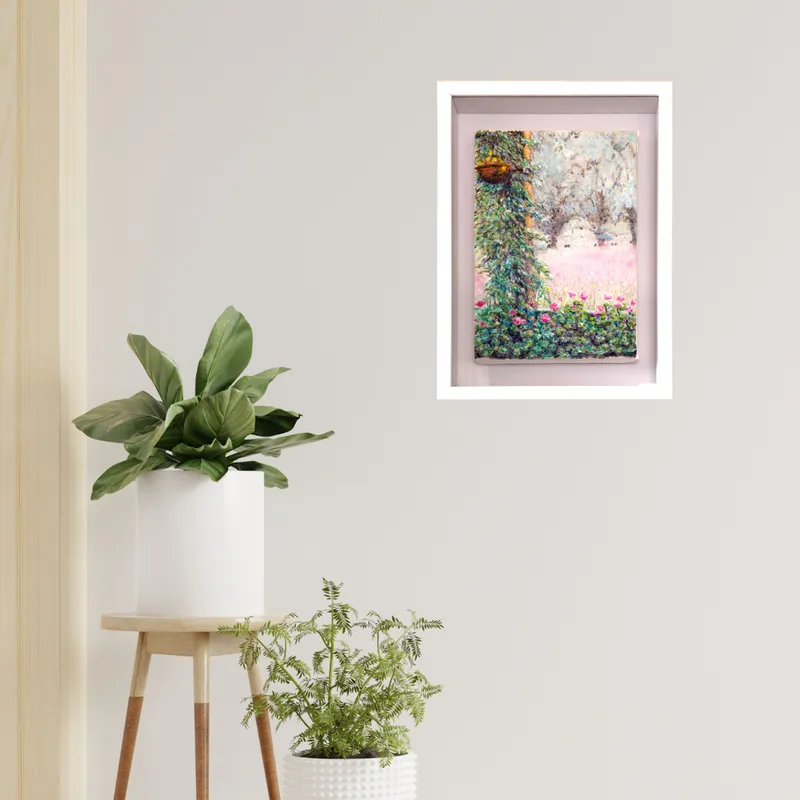 風景画「午後の気配」油彩画 SM /額（アクリル面版）