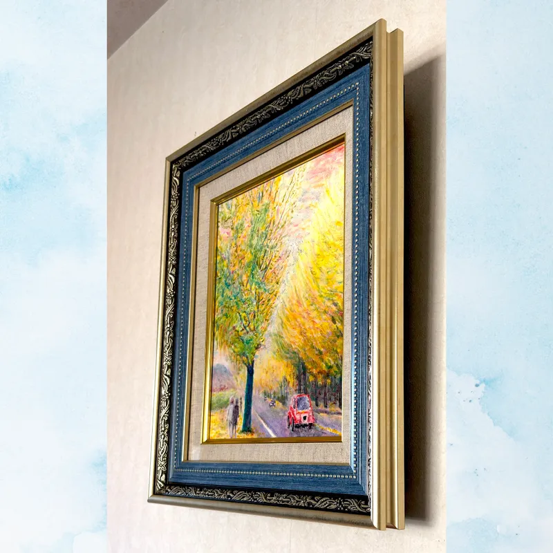 風景画「光の通り道」油彩画 F3 額付き