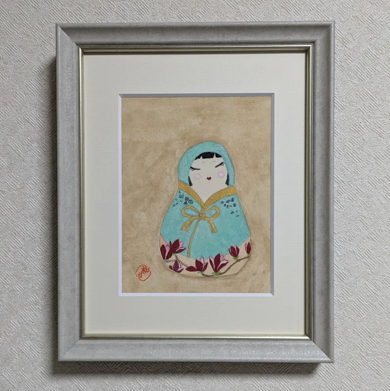 アマゾナイトで描いた「花だるま」