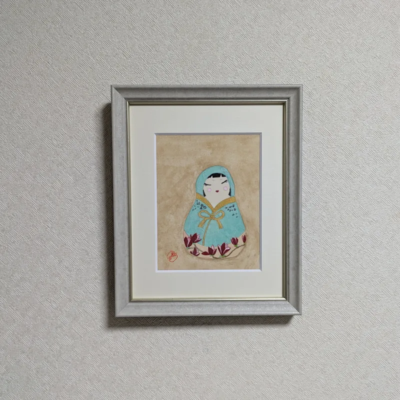 アマゾナイトで描いた「花だるま」