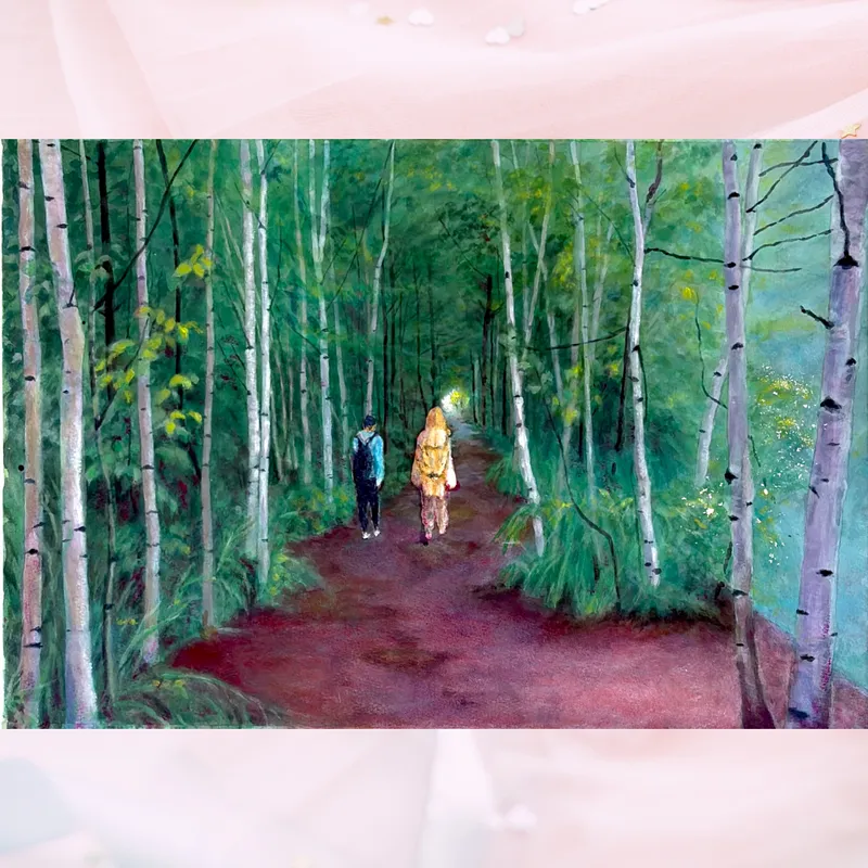 風景画「つづく道」アクリル画 / B3 額なし