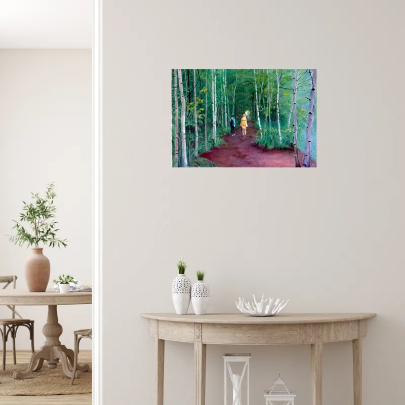 風景画「つづく道」アクリル画 / B3 額なし