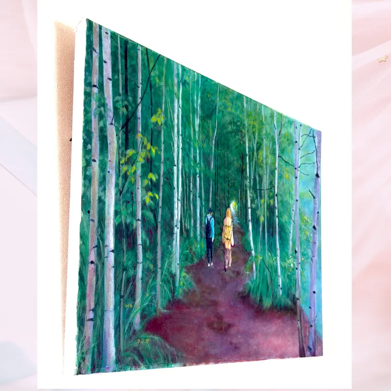 風景画「つづく道」アクリル画 / B3 額なし