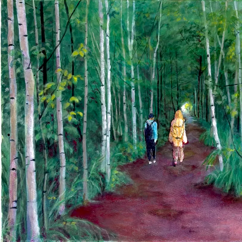 風景画「つづく道」アクリル画 / B3 額なし