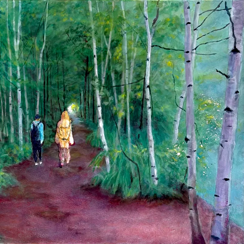 風景画「つづく道」アクリル画 / B3 額なし