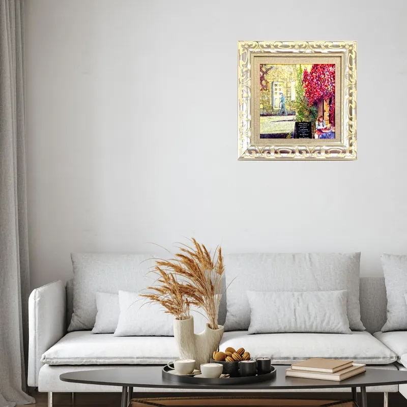 風景画「南仏ゴルドの街角」油彩画 S3 額付き