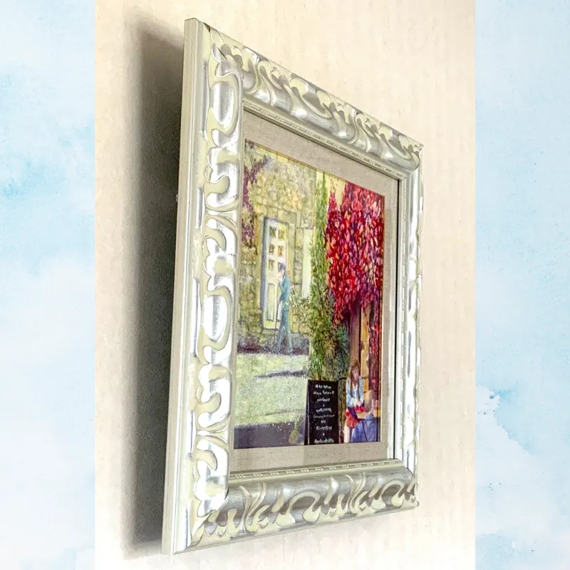 風景画「南仏ゴルドの街角」油彩画 S3 額付き