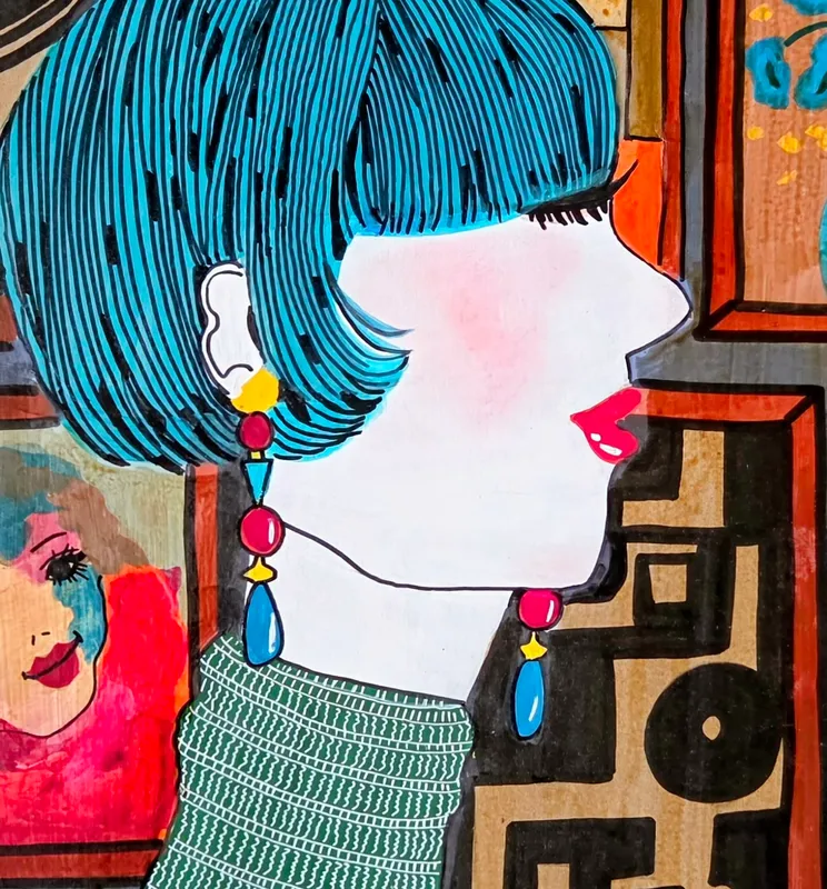 瑠璃色の髪の女性