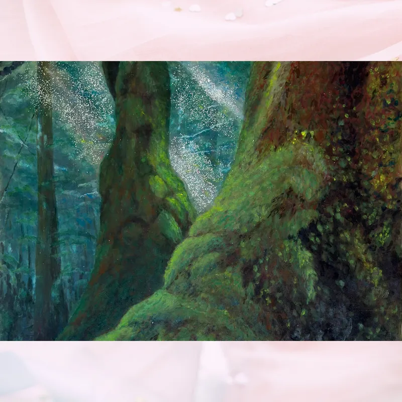 風景画「屋久杉の森」アクリル画/B3 額なし