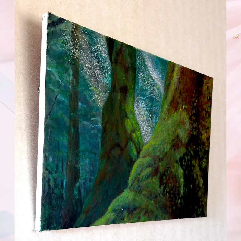 風景画「屋久杉の森」アクリル画/B3 額なし