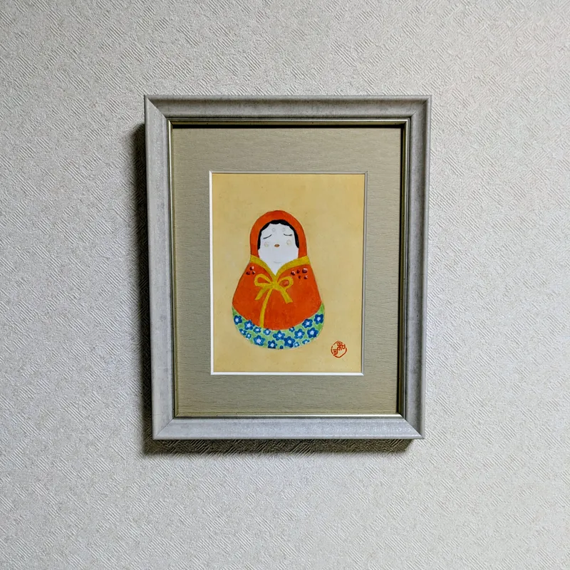 コーラルで描いた「花だるま」