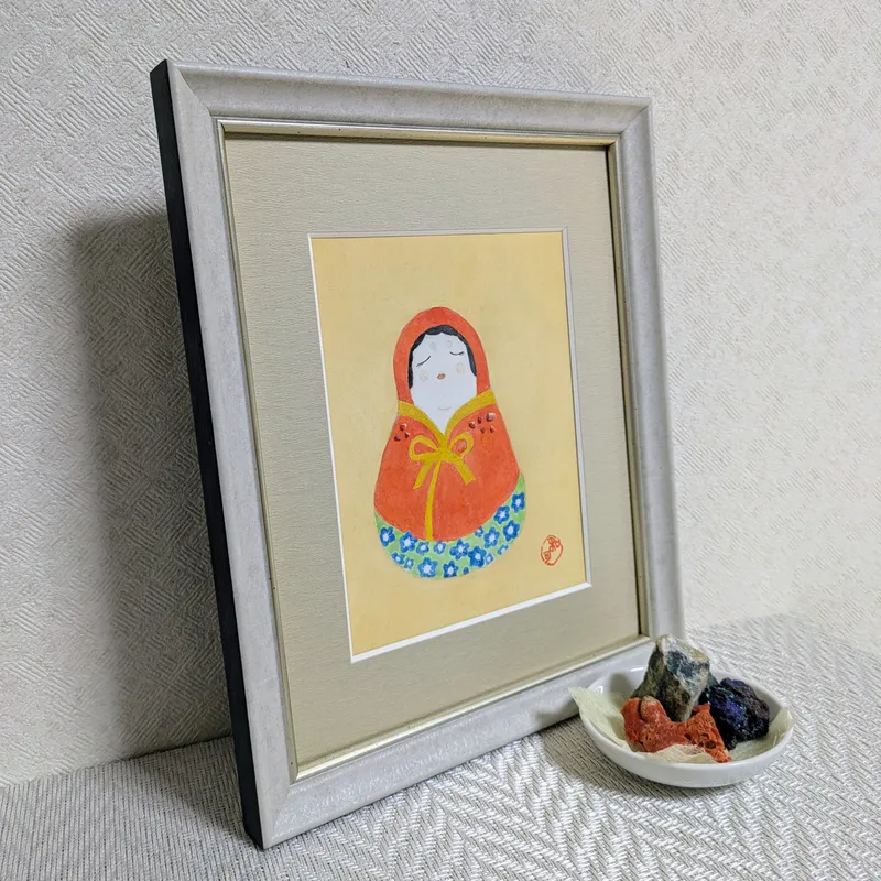 コーラルで描いた「花だるま」