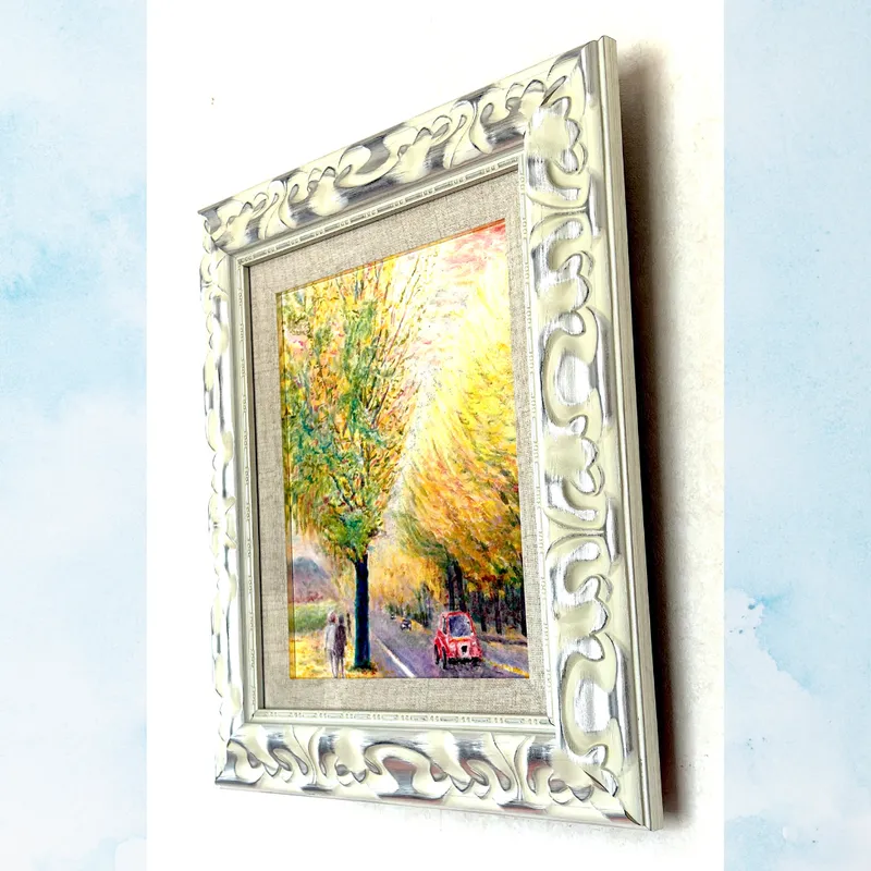 風景画「光の通り道」油彩画 F3 額付き