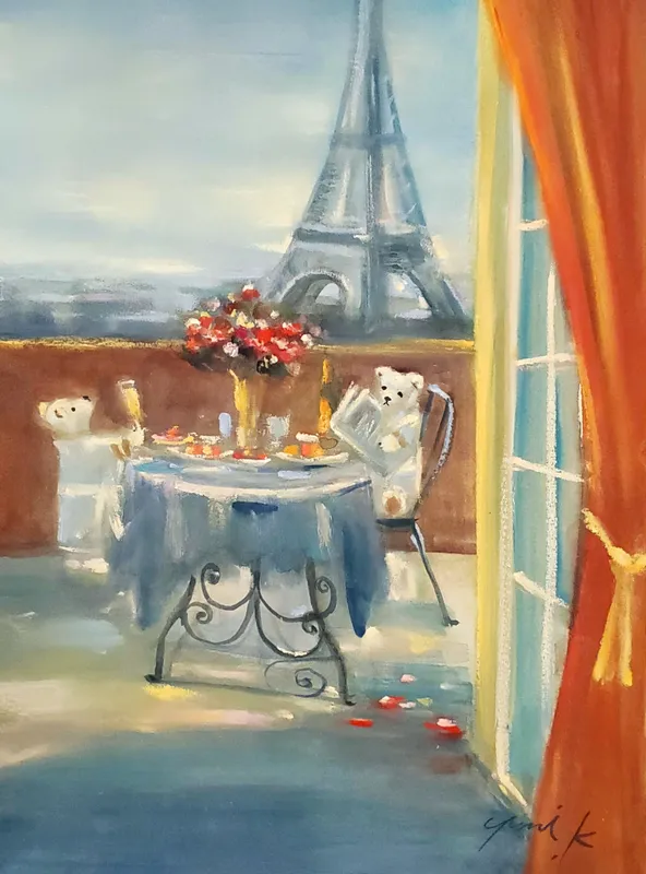 クマ達のモーニングテラス in Paris