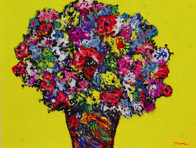 「Flowers」(NO.2607) 6号F アクリル絵の具