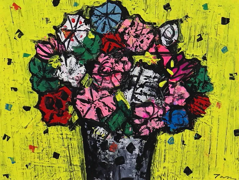 「Flowers」(NO.2605) 4号F アクリル絵の具