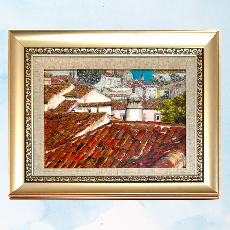 風景画「オビドスの午後」油彩画/F4 額付き