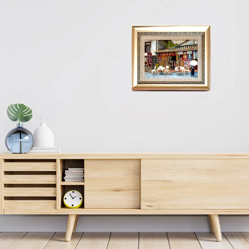 風景画「鞆の浦の夏」油彩画F4/額付き（アクリル面 ）