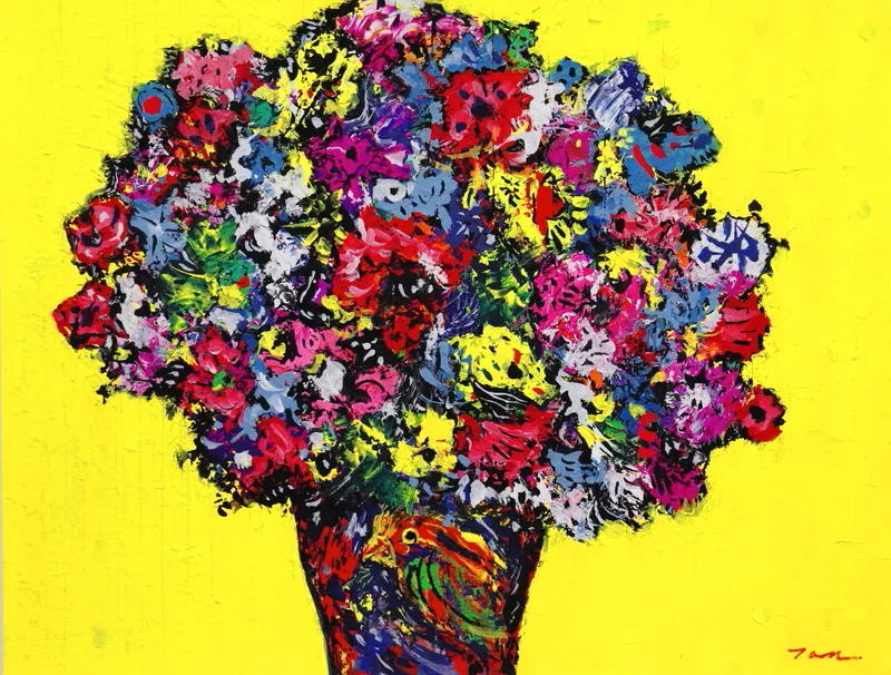 「Flowers」(NO.2607) 6号F アクリル絵の具