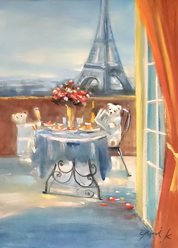 クマ達のモーニングテラス in Paris