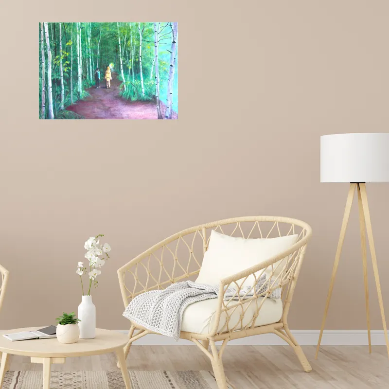 風景画「つづく道」アクリル画 / B3 額なし